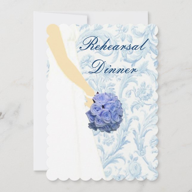 Elegantes Hochzeitsgown Probe Dinner Einladung (Vorderseite)
