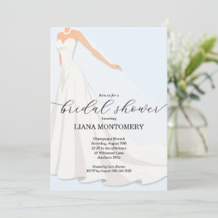 Elegantes Hochzeitskleid Blaues Brautbad Einladung