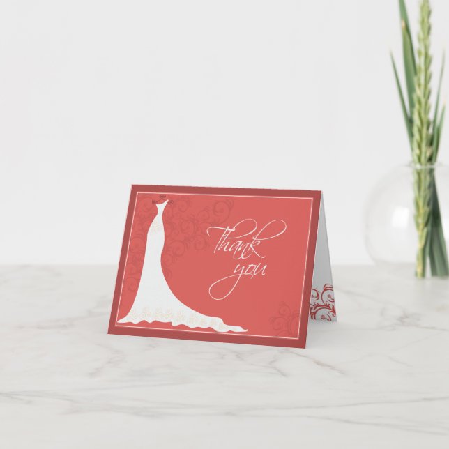Elegantes Hochzeitskleid Brautparty Dankeschön Kar Dankeskarte (Vorderseite)