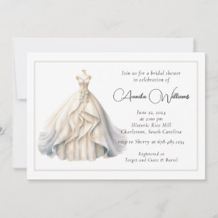 Elegantes Hochzeitskleid-Brautparty Einladung