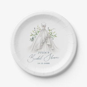 Elegantes Hochzeitskleid-Brautparty Pappteller