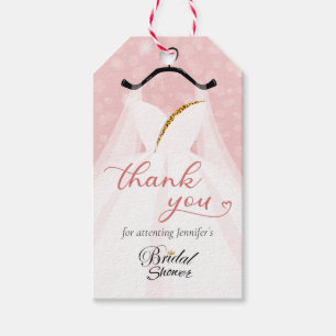 Elegantes Hochzeitskleid Danke Brautparty Geschenkanhänger