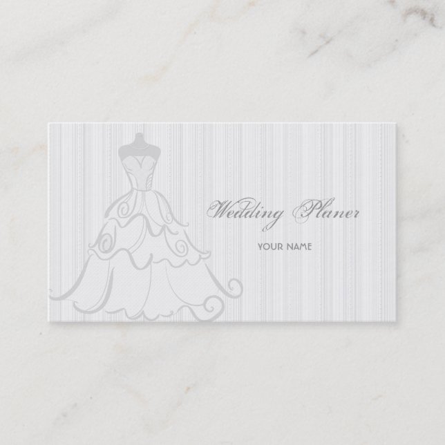 Elegantes Hochzeitskleid weiß und grau Visitenkarte (Vorderseite)