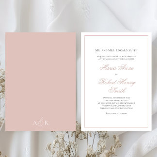 Elegantes Hochzeitskript Pink Blush Einladung