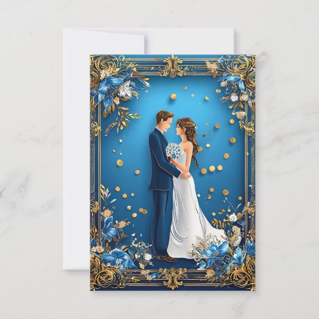 Elegantes Hochzeitskuppeln mit Blumenrahmen Einladung (Vorderseite)