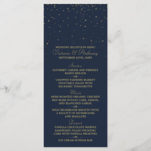 Elegantes Hochzeitsmenü der Marine & Gold Falling Menükarte
