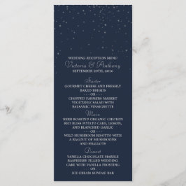 Elegantes Hochzeitsmenü der Navy und Silver Fallin Menükarte