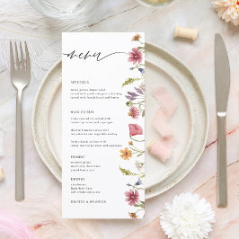 Elegantes Hochzeitsmenü der Wildblume Watercolor Menükarte