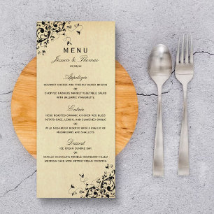 Elegantes Hochzeitsmenü für antike Wirbel Menükarte