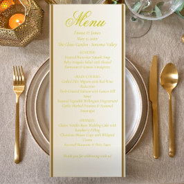 Elegantes Hochzeitsmenü für Elfenbein und Gelb Menükarte