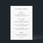 Elegantes Hochzeitsmenü für Schwarz und Weiß<br><div class="desc">Elegantes Hochzeitsmenü im klassischen Stil, das moderne Sans Serif und elegante Script-Schriftart kombiniert.</div>