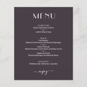 Elegantes Hochzeitsmenü für Wasserfarben Flyer