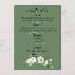 Elegantes Hochzeitsmenü Menükarte