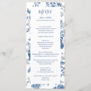 Elegantes Hochzeitsmenü mit französischem blauen B Menükarte