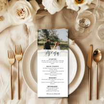 Elegantes Hochzeitsmenü mit moderner Schrift