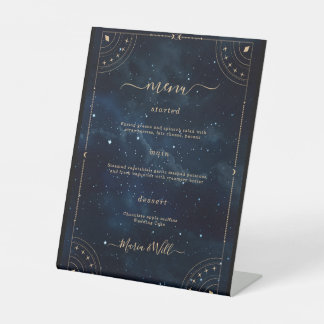 Elegantes Hochzeitsmenü Sockelschild