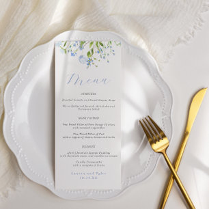 Elegantes Hochzeitsmenü von Light Blue Floral Menükarte