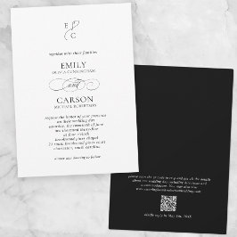 Elegantes Hochzeitsmodern-Monogramm-Logo QR-Code S Einladung
