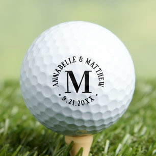 Elegantes Hochzeitsmonogramm für Paare Golfball