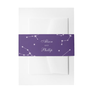 Elegantes Hochzeitsmonogramm in Sternbild Purple Einladungsbanderole