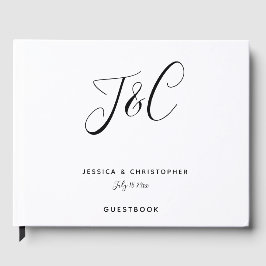 Elegantes Hochzeitsmonogramm Moderne Schrift Schwa Gästebuch