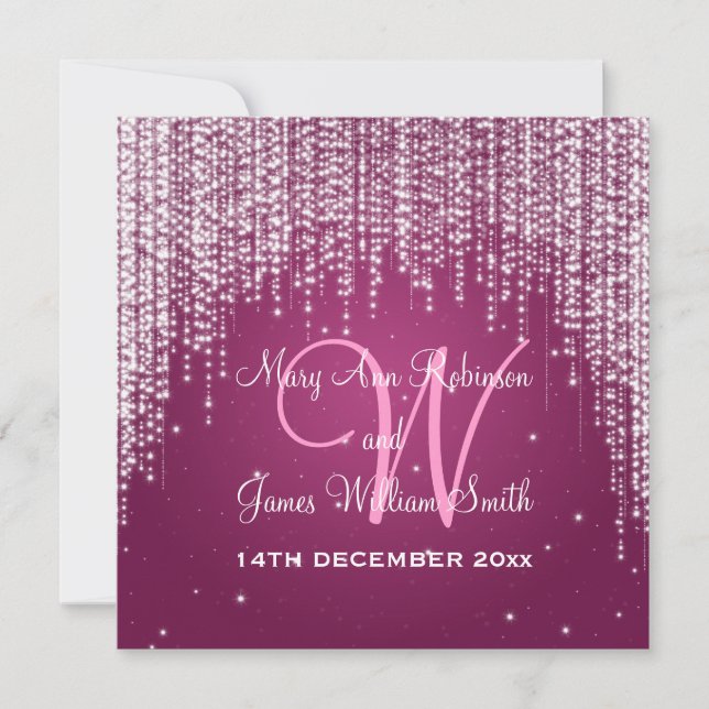 Elegantes Hochzeitsnacht Dazzle Berry Pink Einladung (Vorderseite)