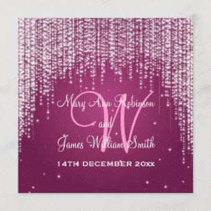 Elegantes Hochzeitsnacht Dazzle Berry Pink Einladung
