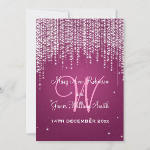 Elegantes Hochzeitsnacht Dazzle Berry Pink Einladung
