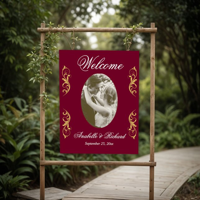 Elegantes Hochzeitsoulenposter mit Foto Poster (Von Creator hochgeladen)