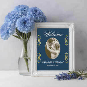 Elegantes Hochzeitsoulenposter mit Foto Poster