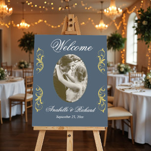 Elegantes Hochzeitsoulenposter mit Foto Poster