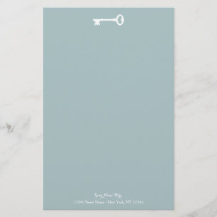Elegantes Hochzeitspapier mit Vintagem Schlüssel Briefpapier