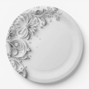 Elegantes Hochzeitspapier-Quilling-Design Pappteller