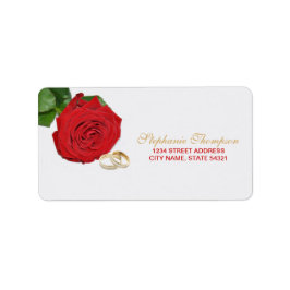 Elegantes Hochzeitsplatz für Rote Rosen Adressaufkleber