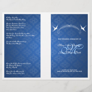 Elegantes Hochzeitsprogramm Birds Monogram Blue