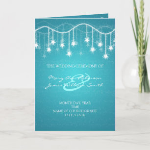 Elegantes Hochzeitsprogramm - Blaue Sterne schimme Programm