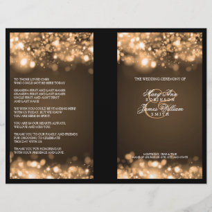 Elegantes Hochzeitsprogramm Blitze Gold