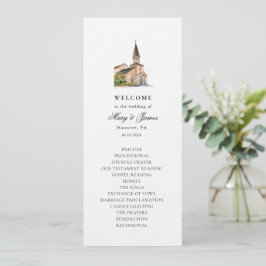 Elegantes Hochzeitsprogramm der Kirche Watercolor Programm