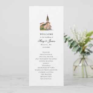 Elegantes Hochzeitsprogramm der Kirche Watercolor Programm