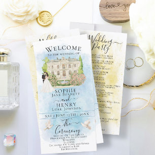 Elegantes Hochzeitsprogramm der Venue Bride Groom