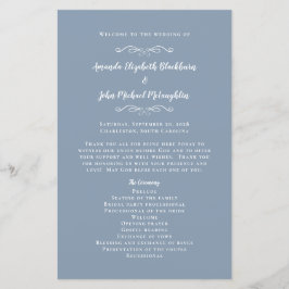 Elegantes Hochzeitsprogramm Dusty Blue Chic