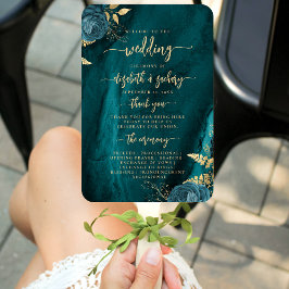 Elegantes Hochzeitsprogramm für Aquamarine blaue F Fächer