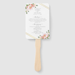 Elegantes Hochzeitsprogramm für Blütenrosa Fächer