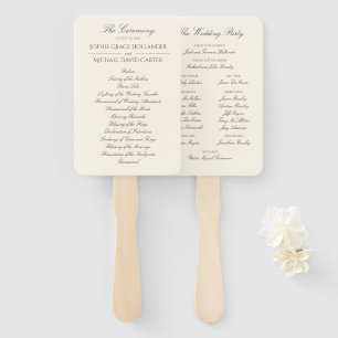 Elegantes Hochzeitsprogramm für Elfenbein Set von  Fächer
