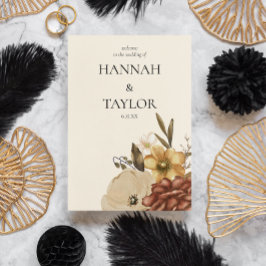 Elegantes Hochzeitsprogramm für Herbst-Flora Programm