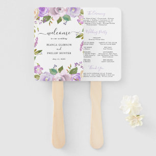 Elegantes Hochzeitsprogramm für Lila Wasserfarben Fächer