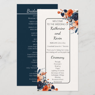 Elegantes Hochzeitsprogramm für Marineblau