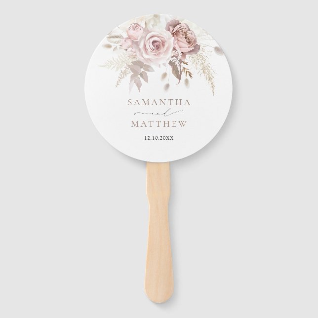 Elegantes Hochzeitsprogramm für Rosa Dusty Rose Fächer (Vorderseite)