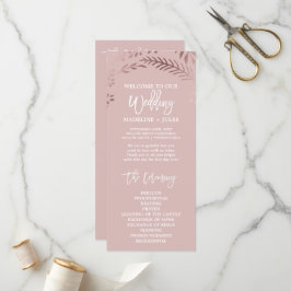 Elegantes Hochzeitsprogramm für Rose Gold und Rosa Programm