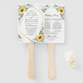 Elegantes Hochzeitsprogramm für Sonnenblumen Fächer